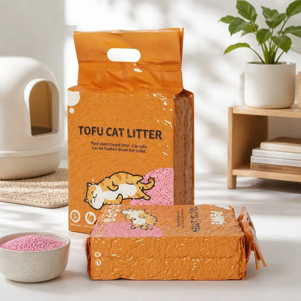 Tofu Cat Litter 2.5kg Watermelon Scent Clumping Flushable Biodegradable 12 Bags