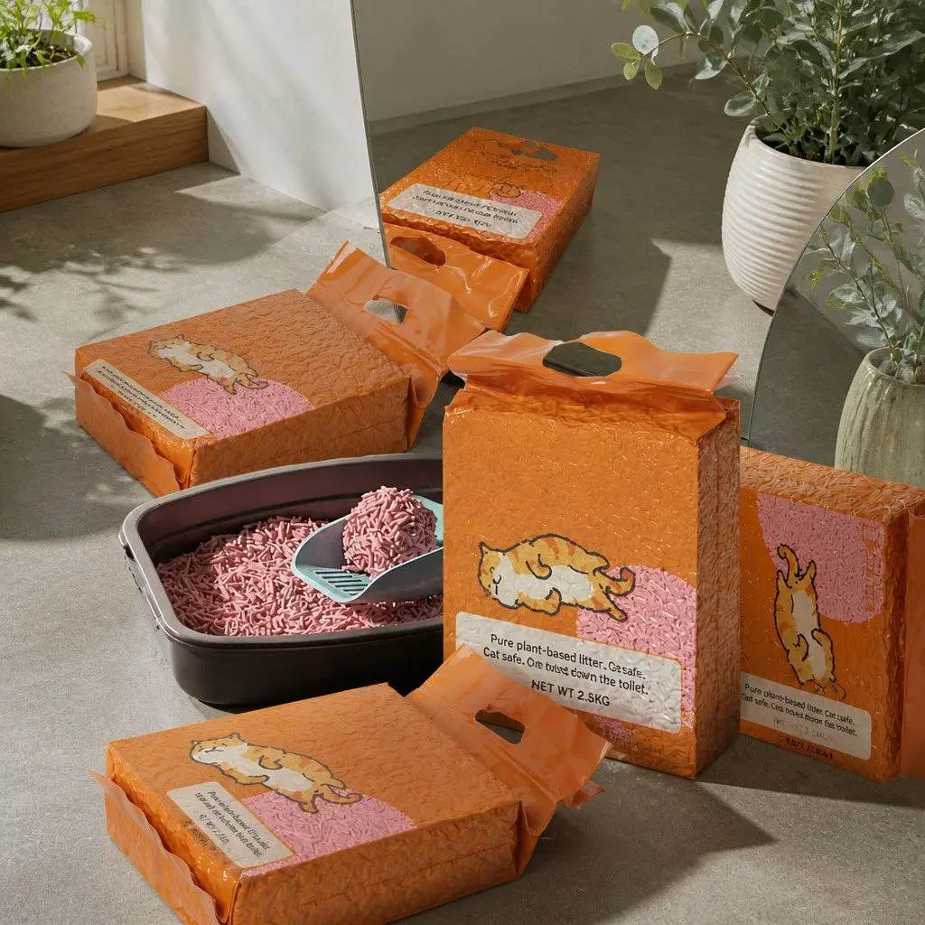Tofu Cat Litter 2.5kg Watermelon Scent Clumping Flushable Biodegradable 12 Bags