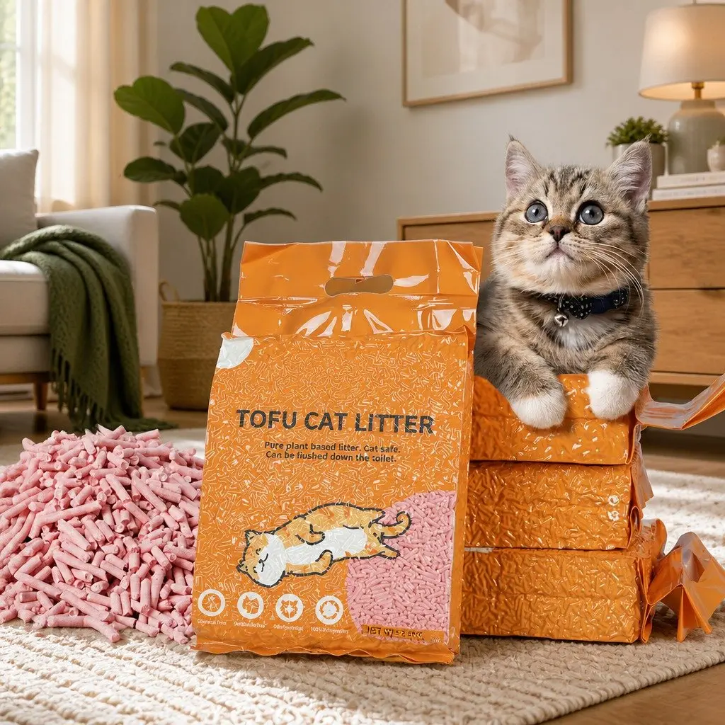 Tofu Cat Litter 2.5kg Watermelon Scent Clumping Flushable Biodegradable 12 Bags