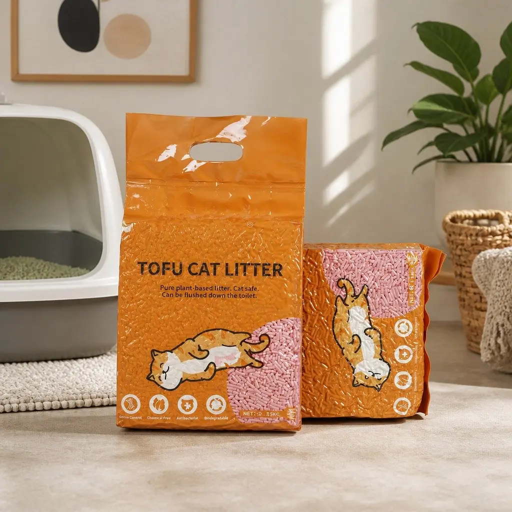Tofu Cat Litter Clumping Watermelon Scent Biodegradable Flushable 2.5kg x2 Bags