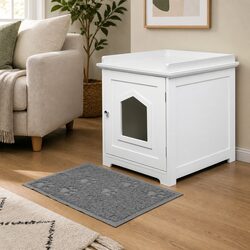 Concise Enclosed Cat Litter Box with Bonus Mat