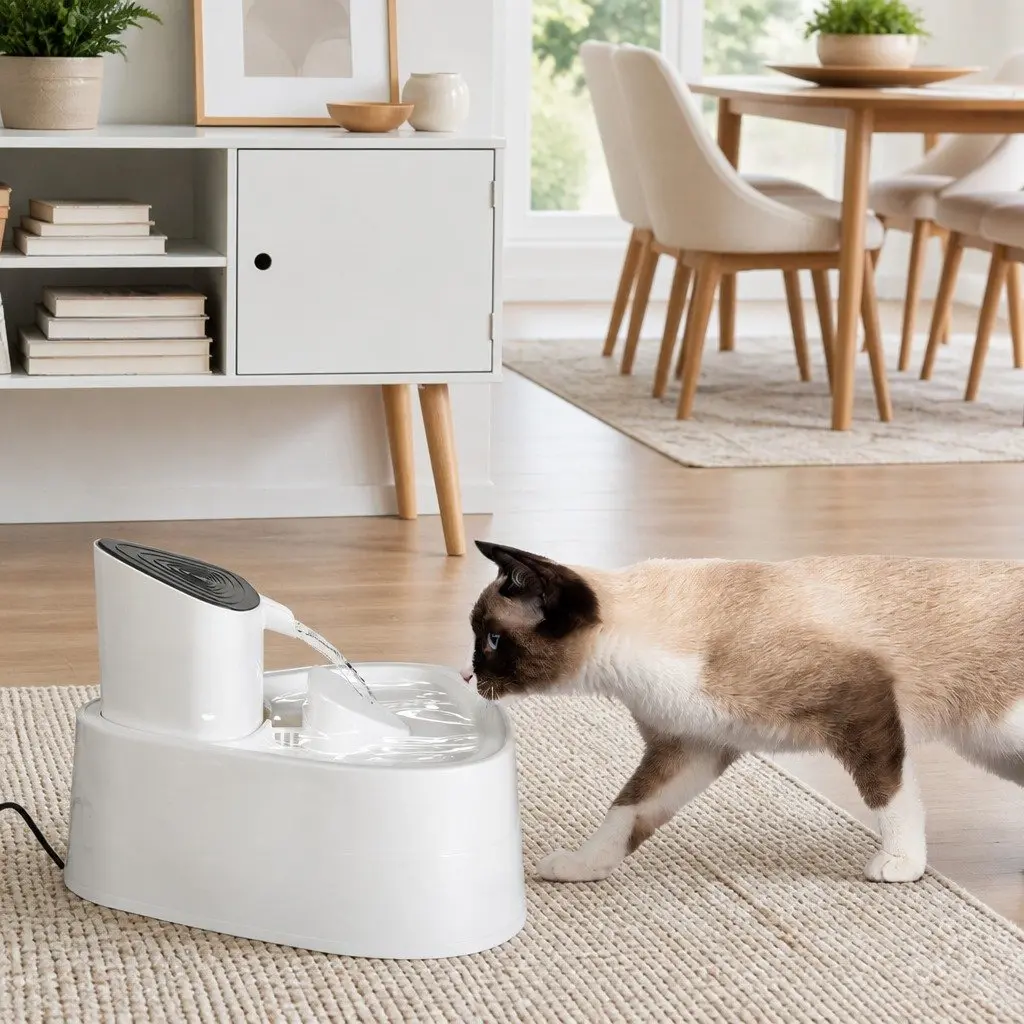 Pet Water Fountain White 3L Automatic Drinking Dispenser with Four-stage Filtration System