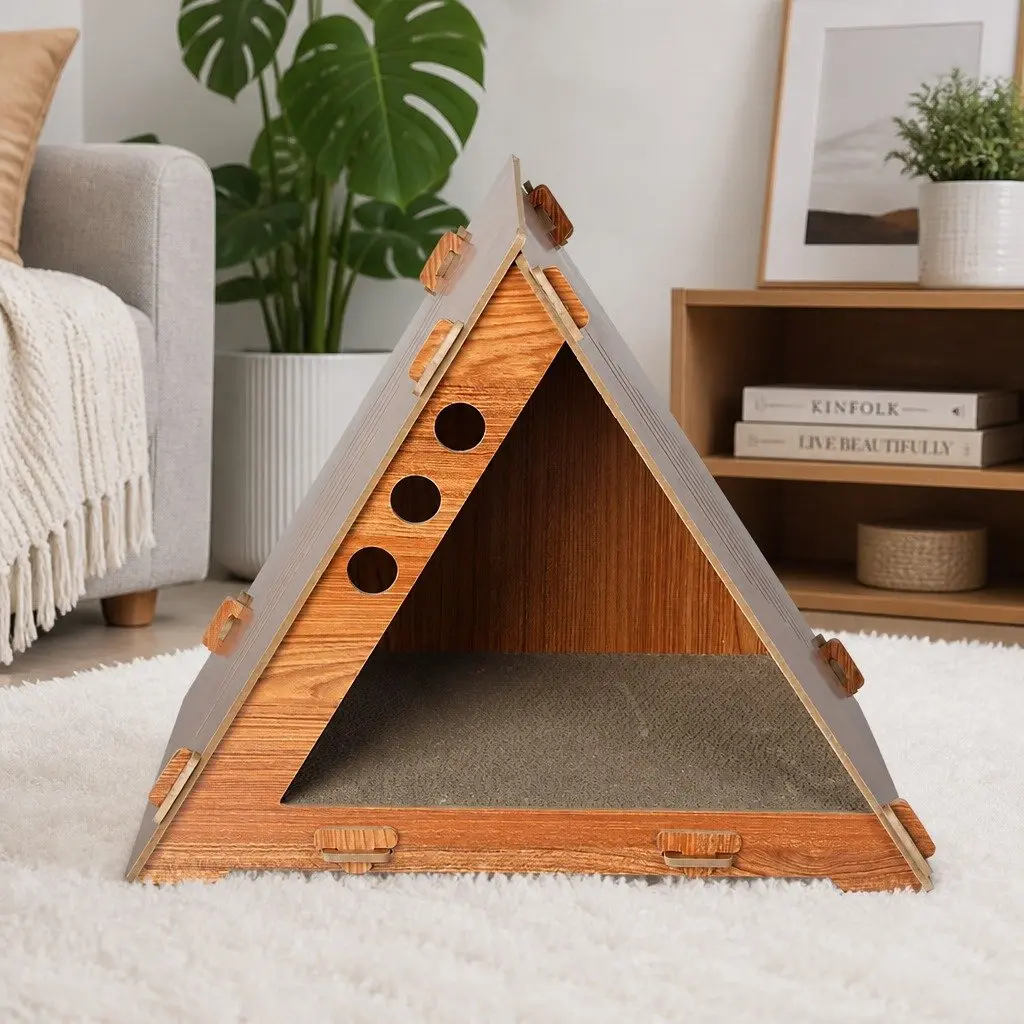 Cat Scratching Board Brown 48cm x 35cm x 39cm Corrugated Cardboard Lounger Bed