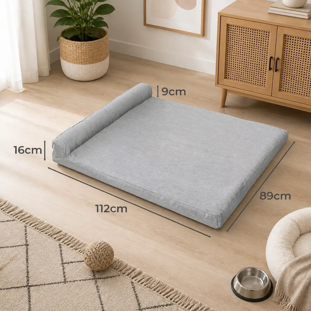 Chew-Proof Memory Foam Pet Bed Grey X-Large Waterproof Non-Slip Cushion