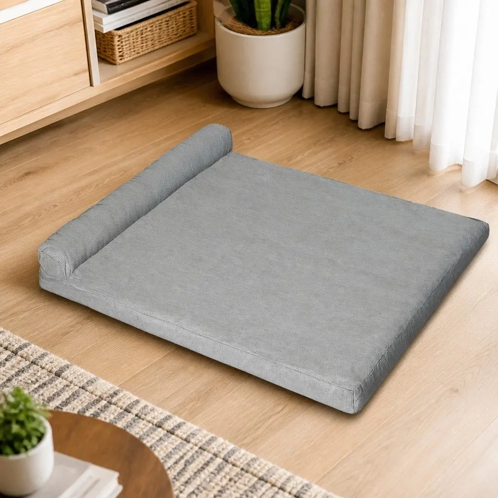 XXL Chew-Proof Pet Bed Grey Memory Foam Dog Cat Cushion Waterproof Washable Mat