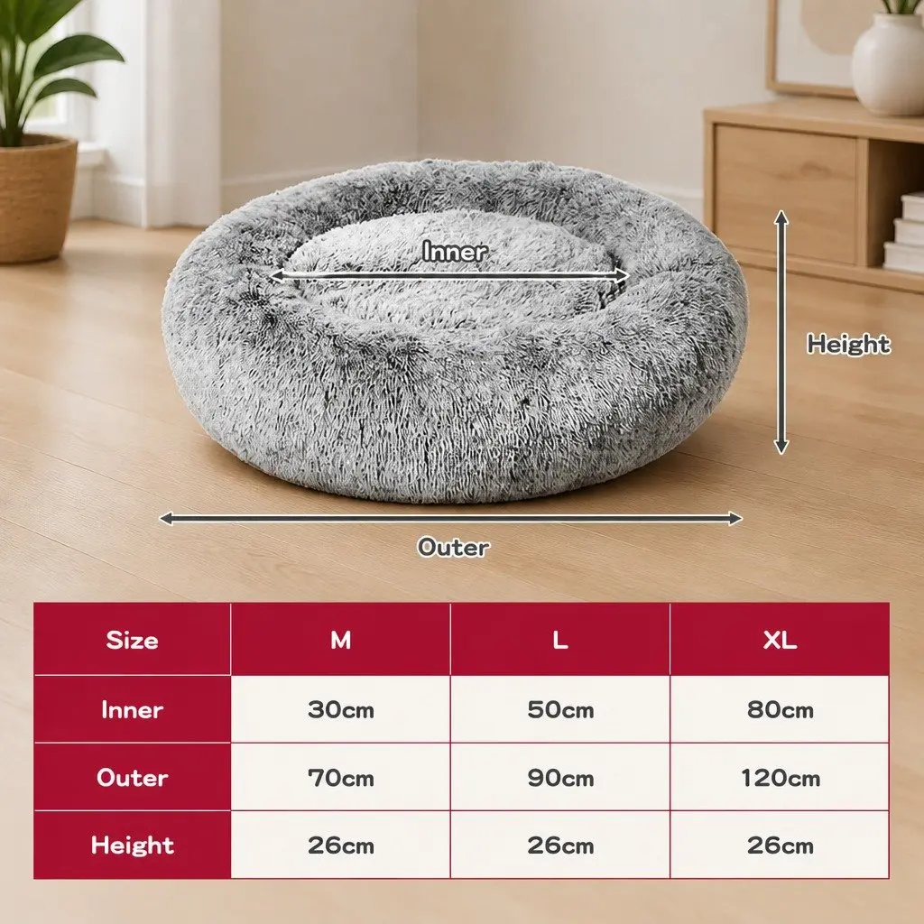 Pet Bed Memory Foam Dog Donut Charcoal Large Washable Cover Raised Bolster