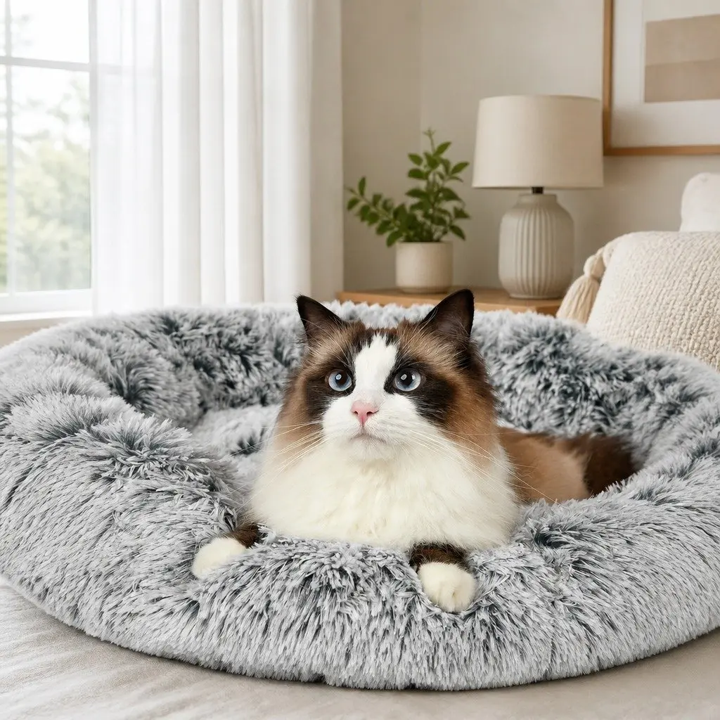 Memory Foam Dog Donut Bed in Charcoal