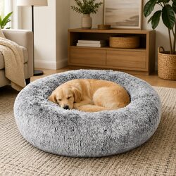 Pet Bed Memory Foam Dog Donut Charcoal Extra-Large Removable Washable Cover