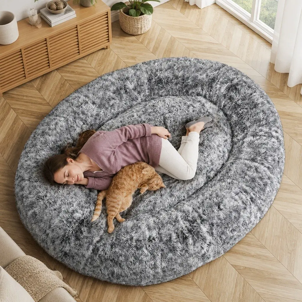 Memory Foam Floor Bed Cushion Adult Nap Daybed Grey Charcoal Removable Cover
