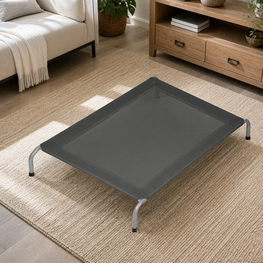 Elevated Pet Bed Medium Grey Raised Frame Breathable Mesh