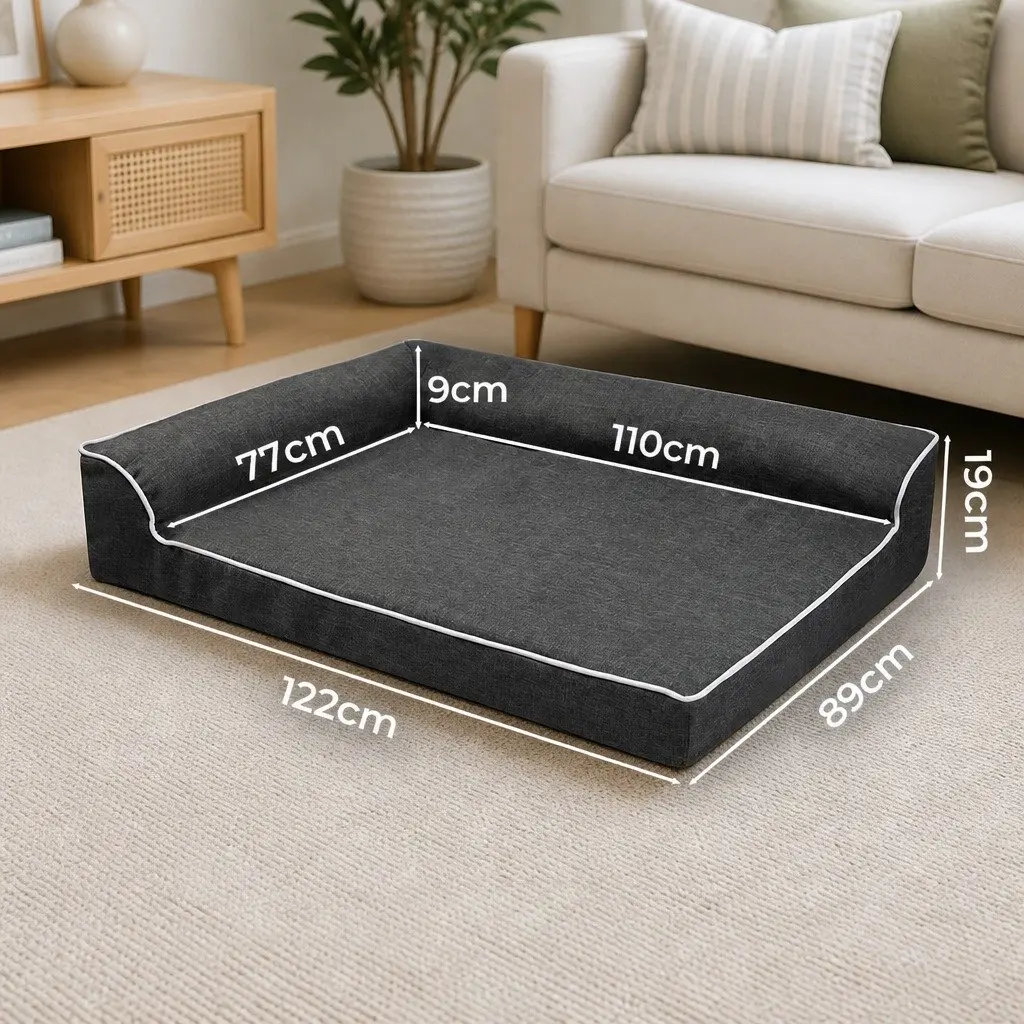 Orthopedic Dog Bed XXL Large Pet Memory Foam L-Shaped Bolster Sofa Comfort Sleep