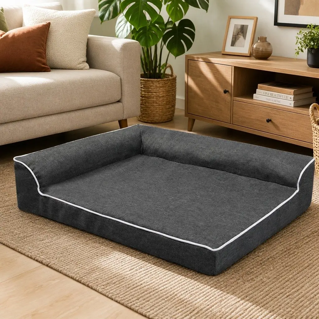 Orthopedic Dog Bed XXL Large Pet Memory Foam L-Shaped Bolster Sofa Comfort Sleep