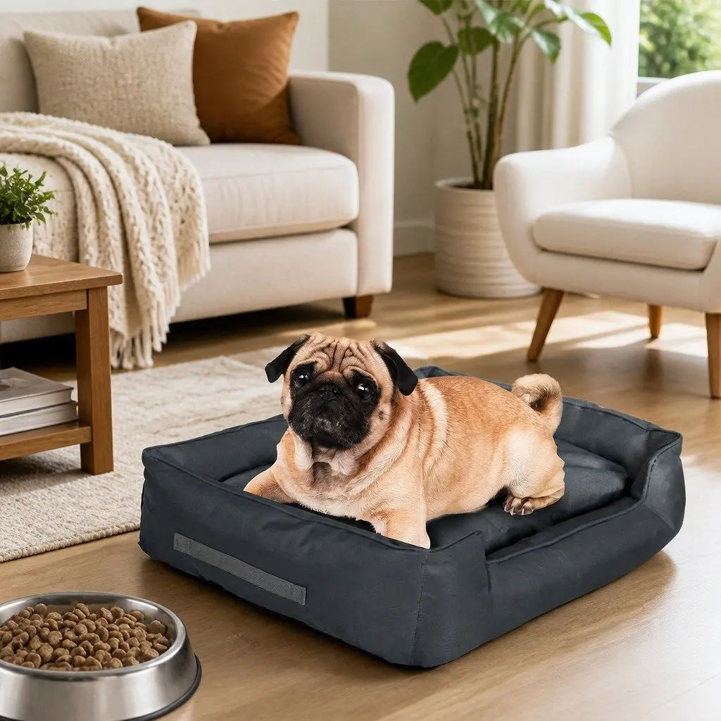 Pet Dog Bed Grey 70cm Waterproof Calming Orthopedic Sleeping Mat with Handles