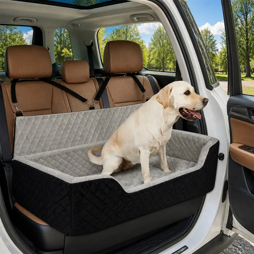 Dog Car Booster Seat Black Elevated Cushion Waterproof Base