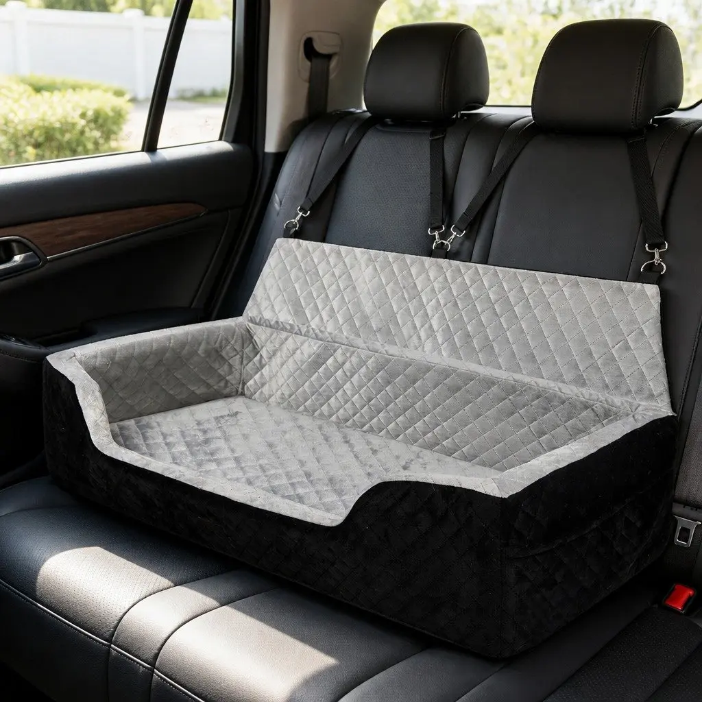 Dog Car Booster Seat Black Elevated Cushion Waterproof Base