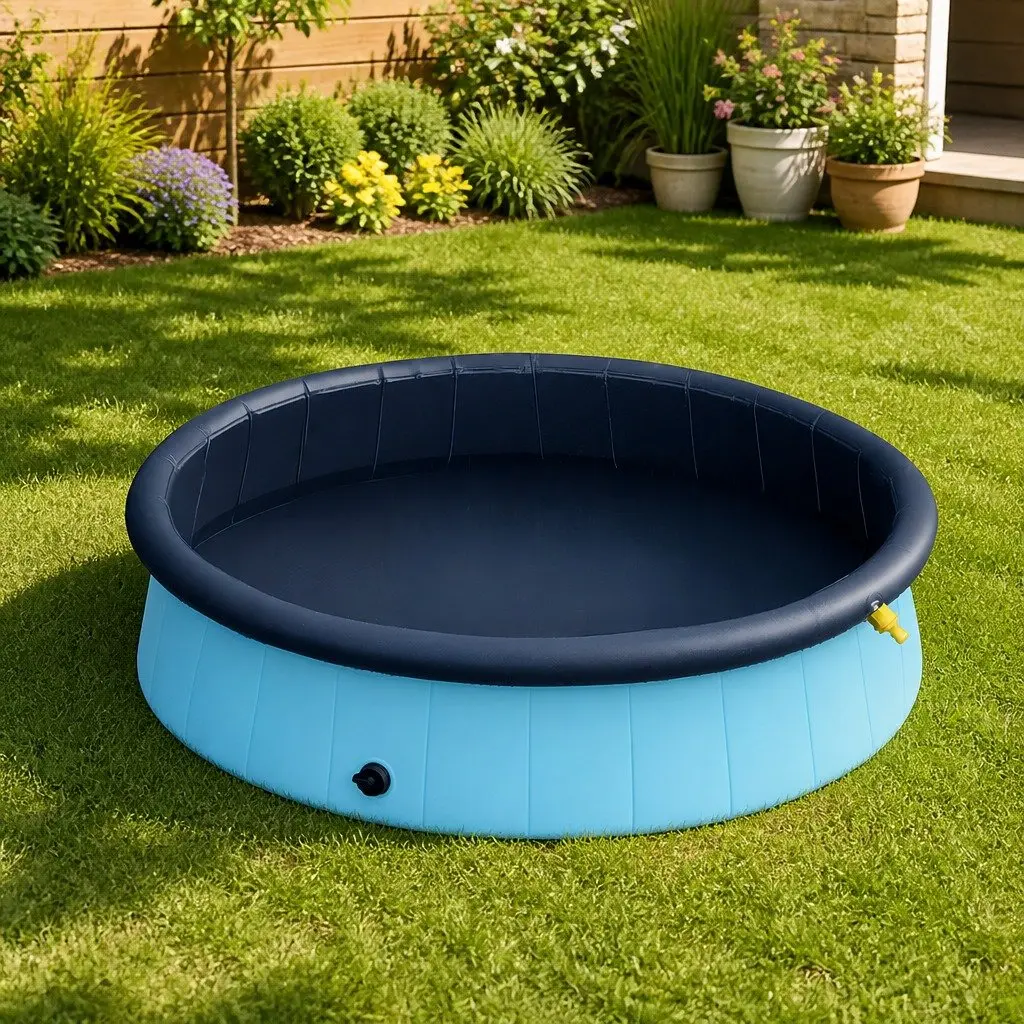 Folding Pet Swimming Pool Blue 160cm 2-in-1 Sprinkler and Bath Tub Portable