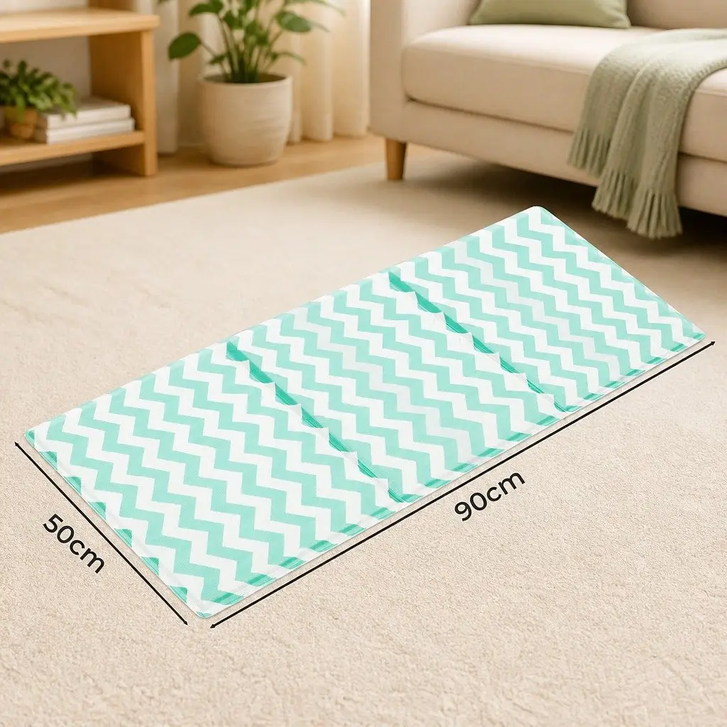 Pet Cooling Mat Green Large Textured Foldable Portable No-Fill