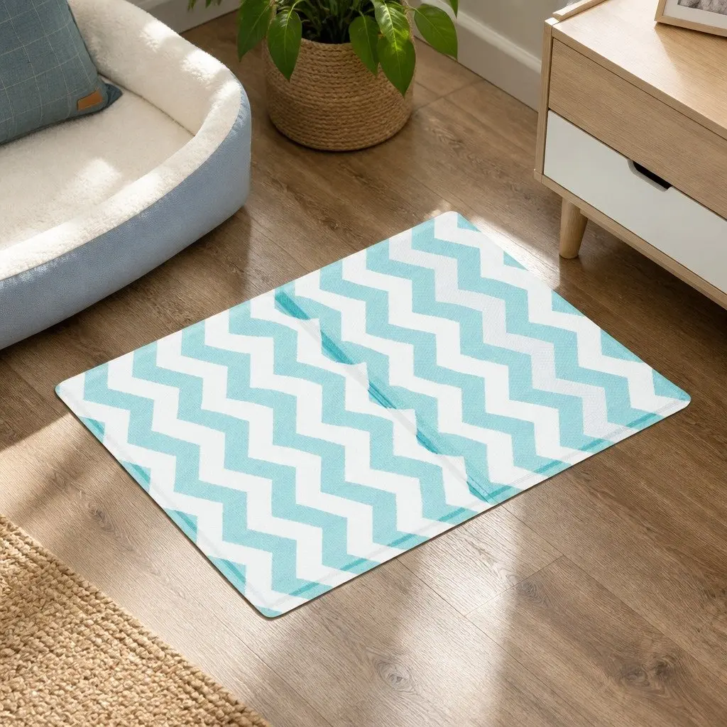 Pet Cooling Mat Blue 40cm x 50cm Textured Surface Foldable Portable Soft Foam