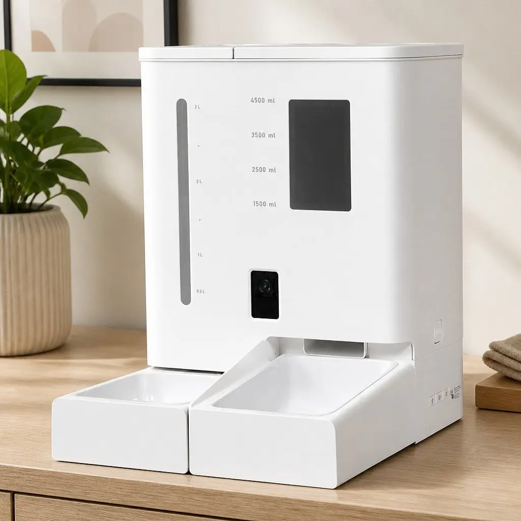 2-in-1 Automatic Pet Feeder Waterer White 5L Food Storage 4L Water Tank WiFi App Control