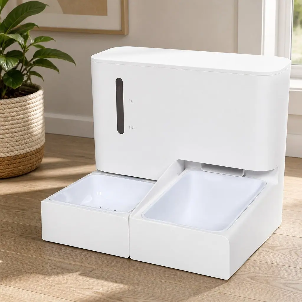 Automatic Pet Feeder Water Dispenser White 5L Food 4L Water WiFi App Control Dual Power