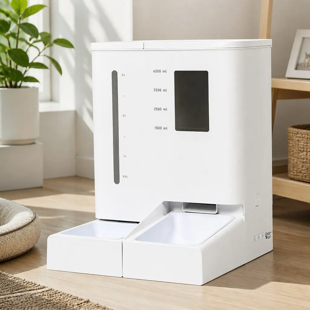Automatic Pet Feeder Water Dispenser White 5L Food 4L Water WiFi App Control Dual Power