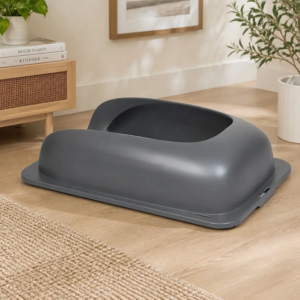 Cat Litter Box Stainless Steel Large 20L Capacity Open Design with Mat Scoop