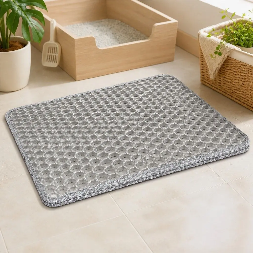 Cat Litter Mat Grey Large Waterproof Honeycomb Double Layer Non-Slip