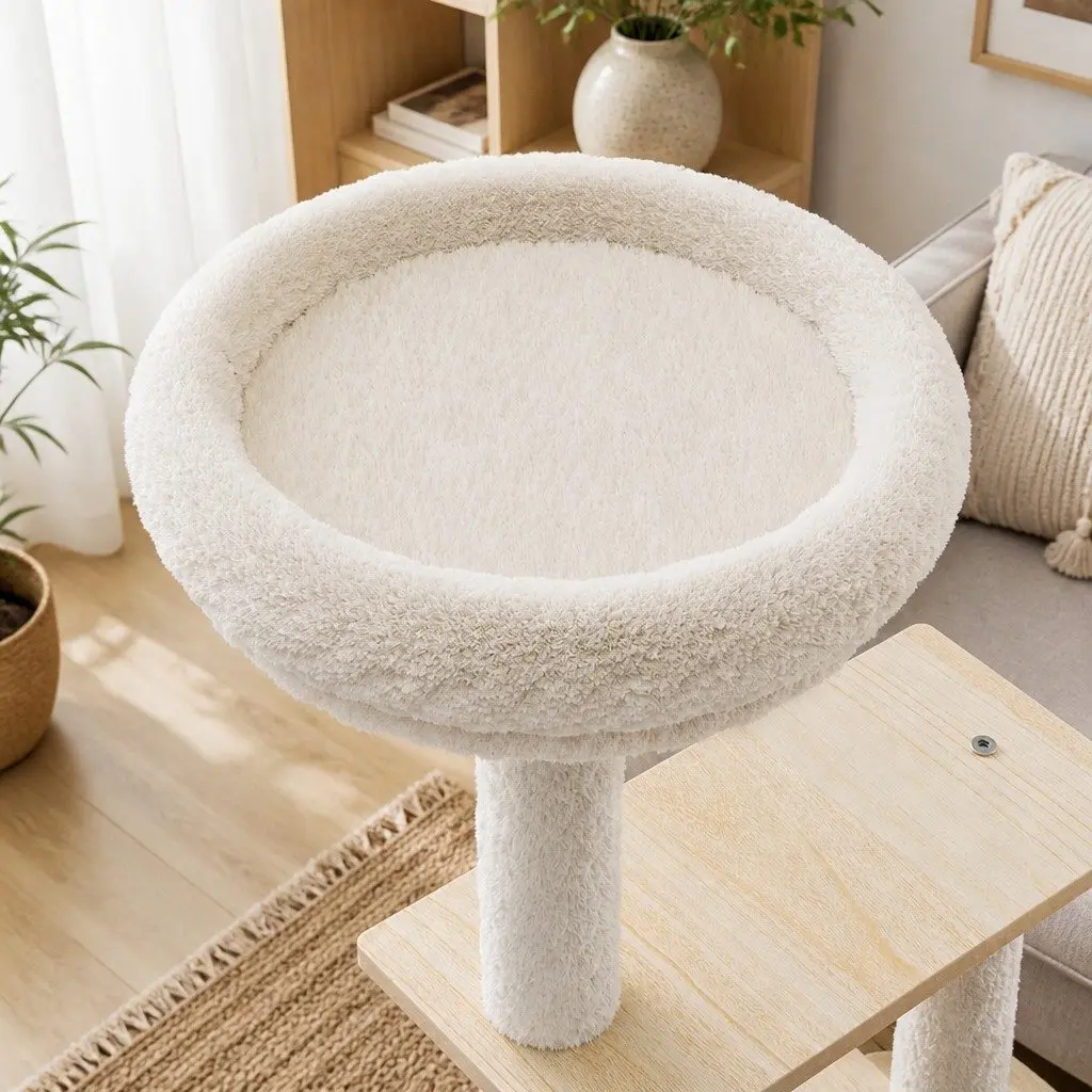 Cat Tree Tower Beige 160cm Multi-Level Condo with Scratching Post and Climbing Platforms