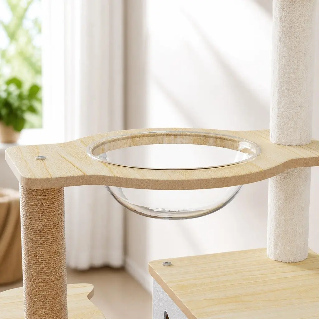 Cat Tree Tower Beige 160cm Multi-Level Condo with Scratching Post and Climbing Platforms