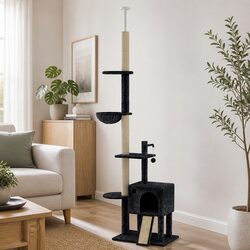 Compact Cat Tree with Hammock and Scratching Features