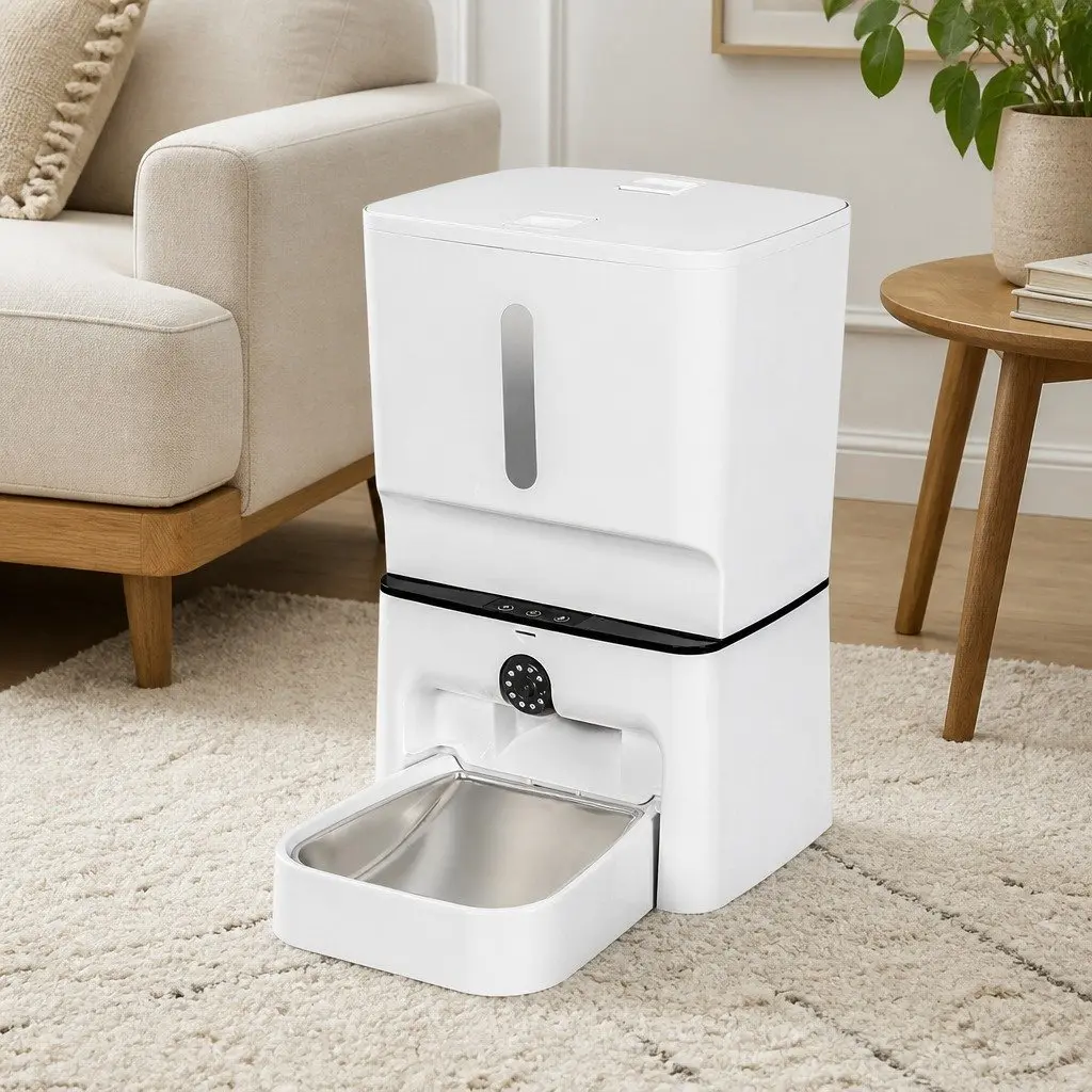 Automatic Pet Feeder White 7L WiFi Camera Laser Interactive Toy Remote App Control
