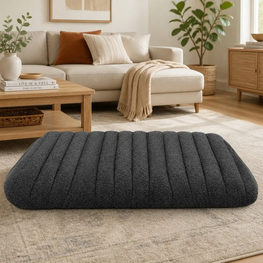 Orthopedic Dog Bed Grey Large Removable Washable Cover Sherpa Plush