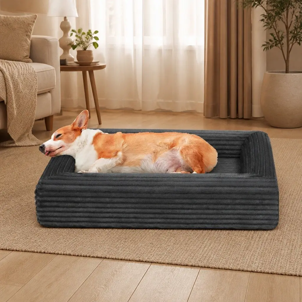 Orthopedic Dog Bed Grey L Size Egg Crate Foam Removable Washable Cover