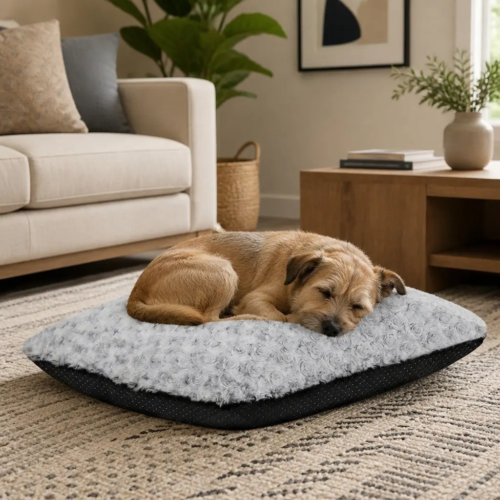 Dog Bed Grey 60cm Joint Support Soft Plush Mattress Machine Washable