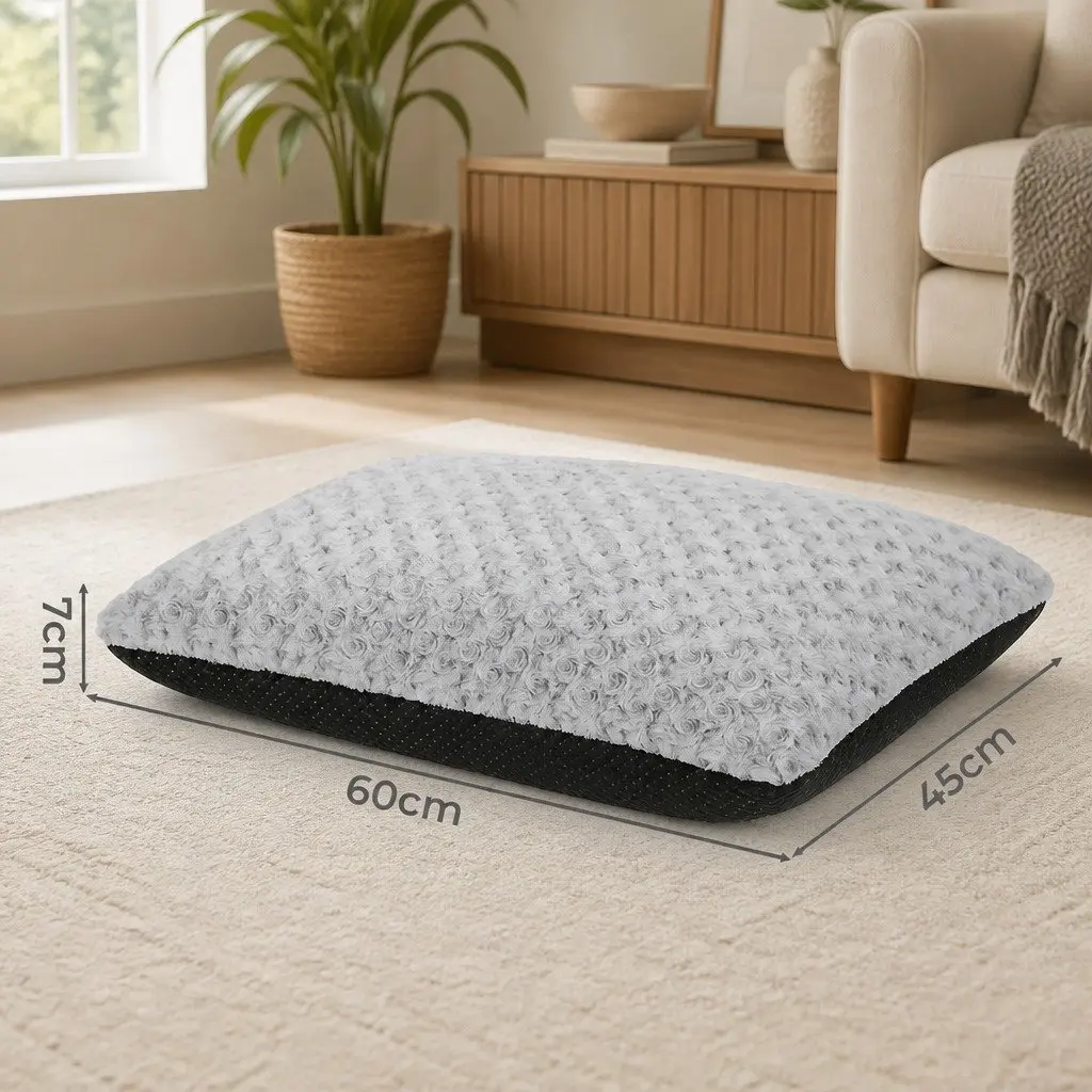 Dog Bed Grey 60cm Joint Support Soft Plush Mattress Machine Washable