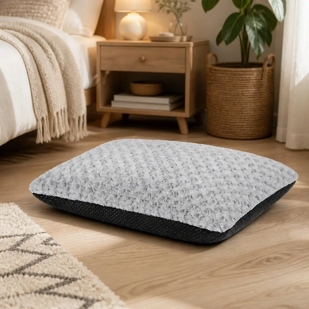 Dog Bed Grey 60cm Joint Support Soft Plush Mattress Machine Washable