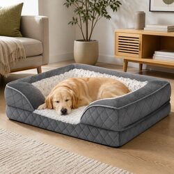 Orthopedic Memory Foam Pet Bed Dog Washable Mat with Bolster Support Large