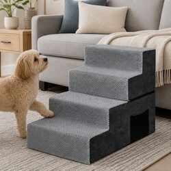 Compact 4 Step Pet Stairs for Easy Mobility