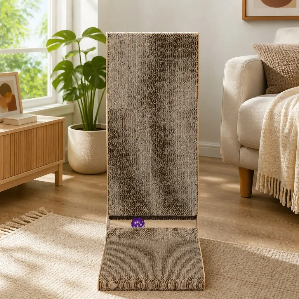 Large Cat L-Shaped Scratching Board Cardboard Furniture Scratcher Rest Play Toy