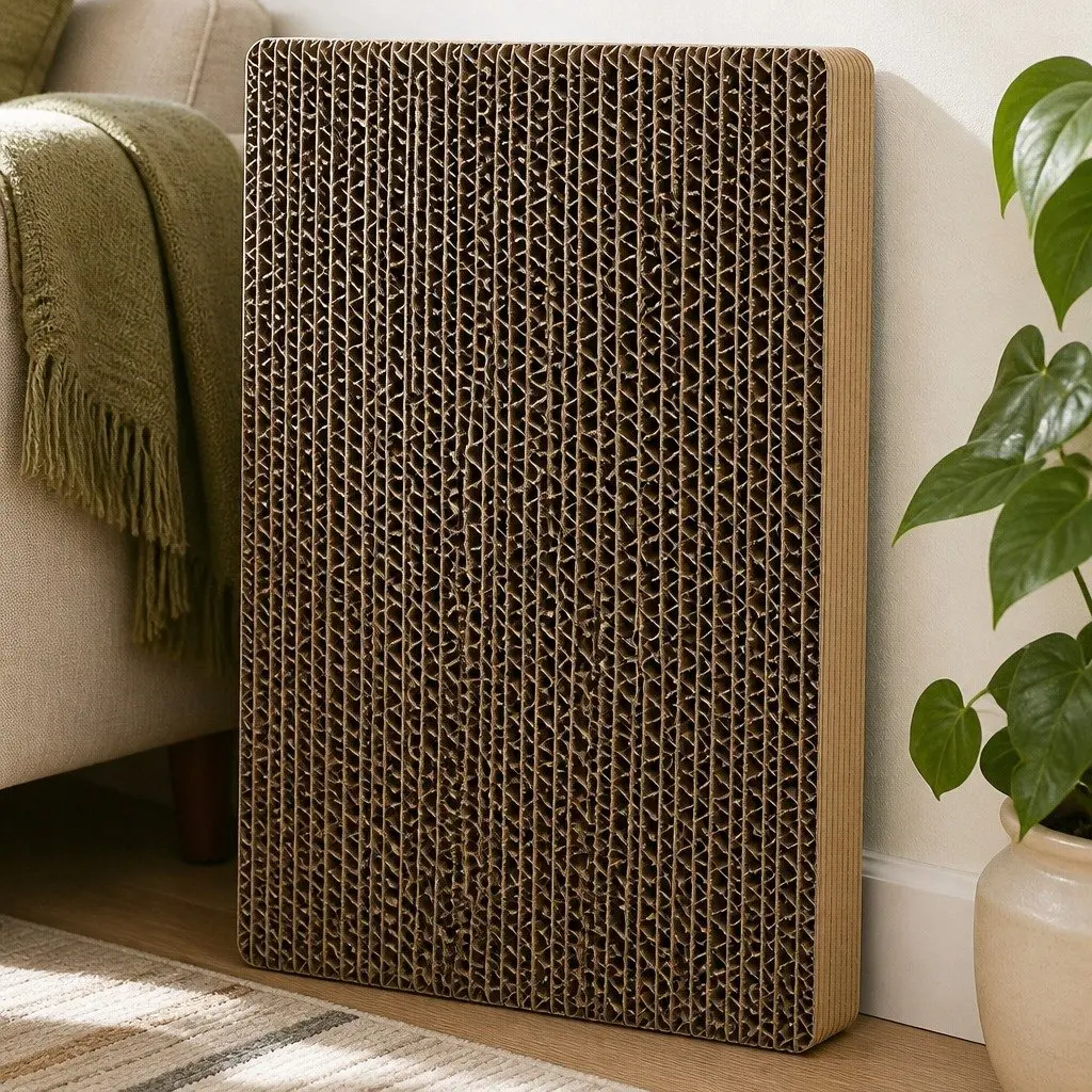 Large Cat L-Shaped Scratching Board Cardboard Furniture Scratcher Rest Play Toy