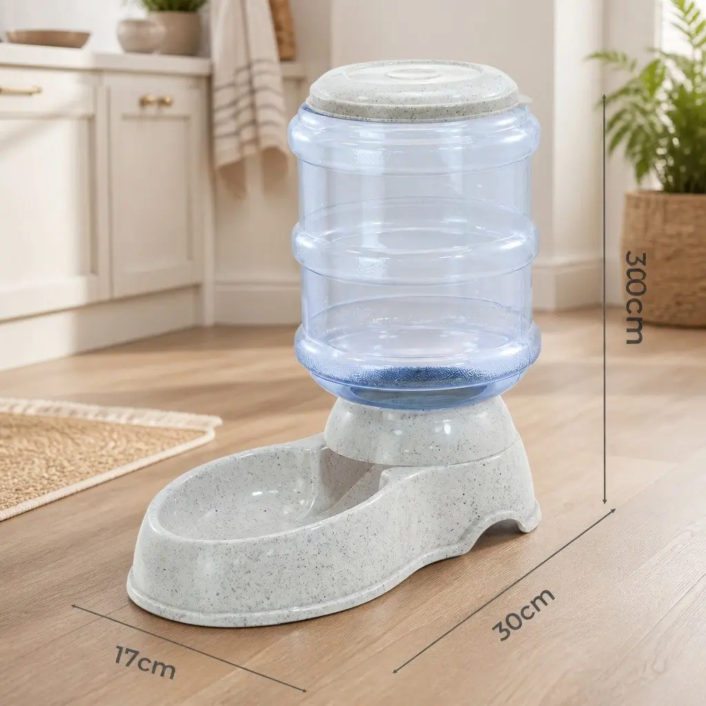 Automatic Pet Feeder Water Dispenser Grey 3.5L Gravity System for Cats Small Dogs