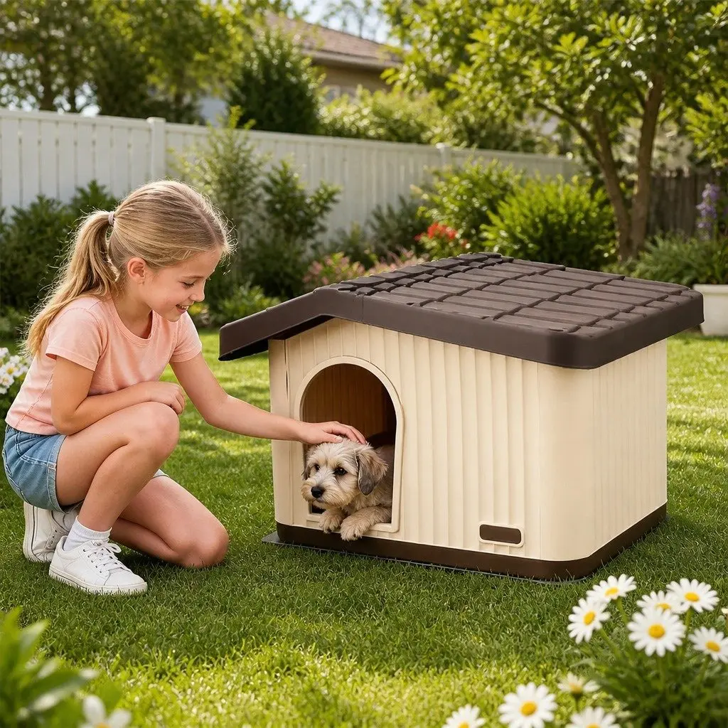 Plastic Dog Cage Kennel Small Dogs Ventilation Indoor Outdoor Pet House Portable