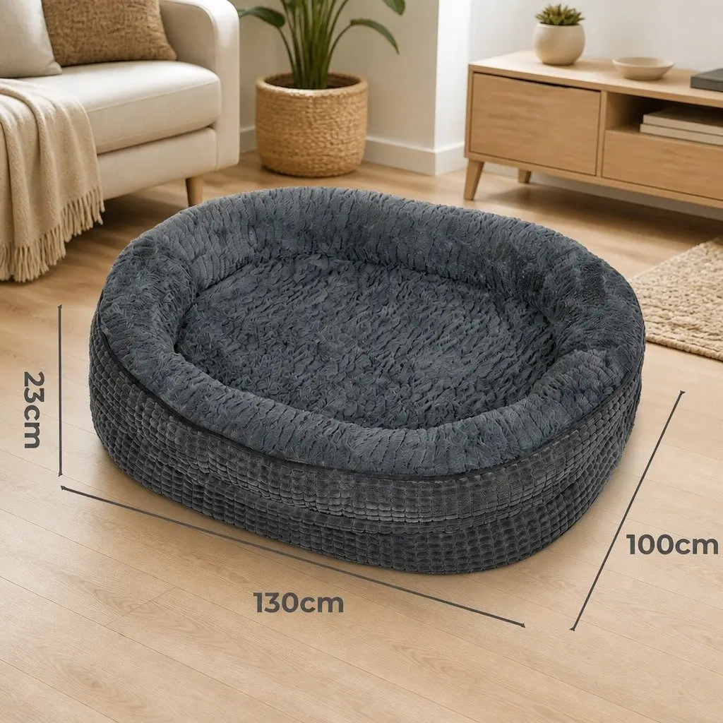 Orthopedic Dog Bed Grey XXXL Soft Washable Plush Bolstered