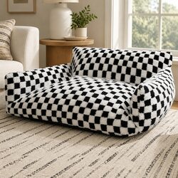 Cozy Checkered Dog Bed with Non-Slip Base
