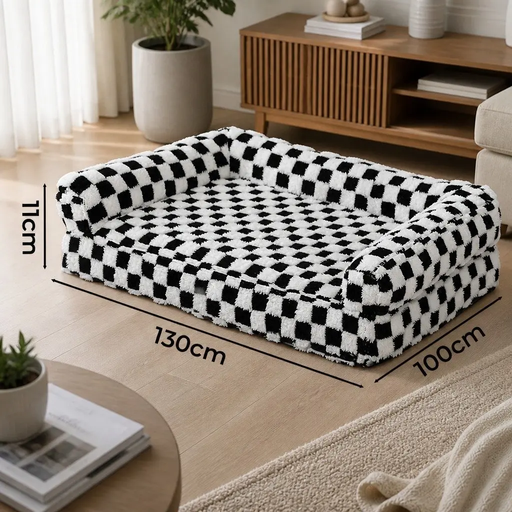 Orthopedic Dog Bed Black and White 130 x 100 x 11 cm Memory Foam Sofa Style Washable