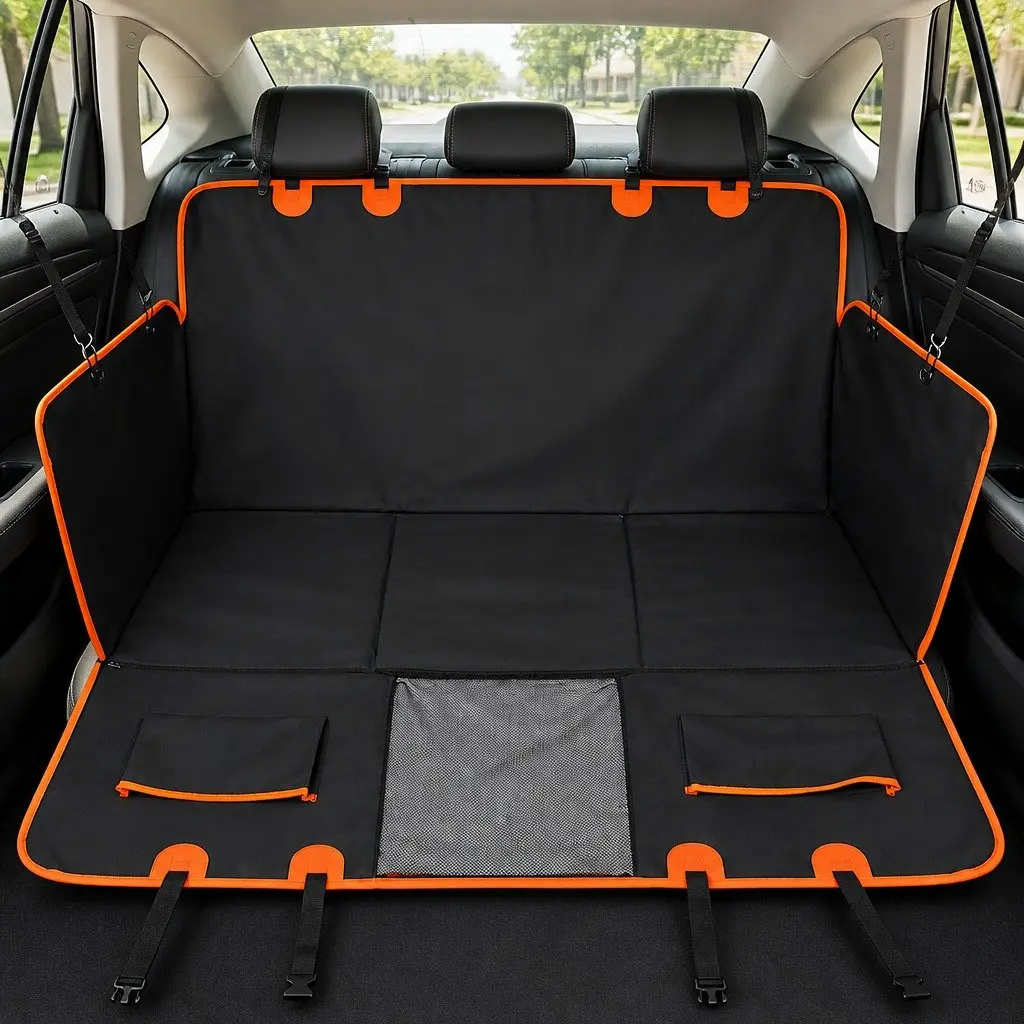 Pet Car Seat Cover Black 249x200cm 4-in-1 Convertible Hammock Cargo Liner