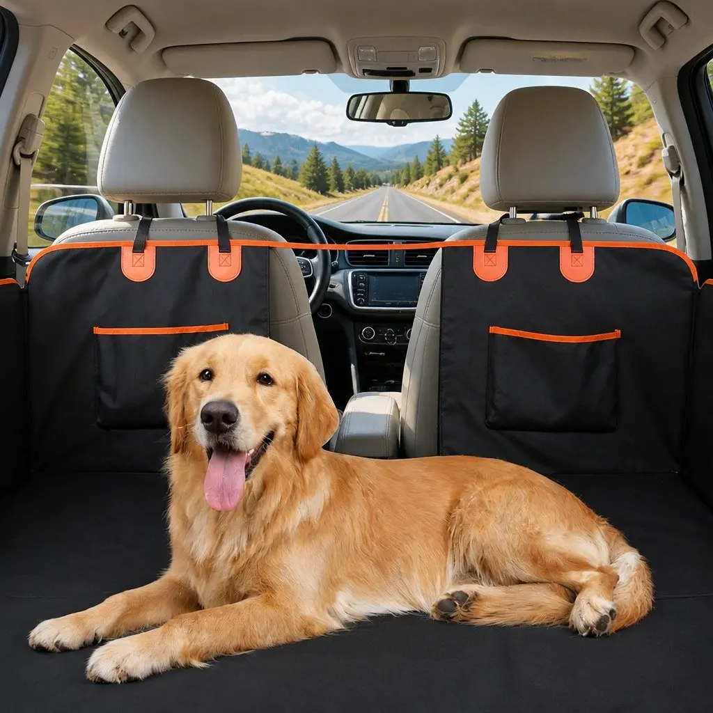 Pet Car Seat Cover Black 249x200cm 4-in-1 Convertible Hammock Cargo Liner