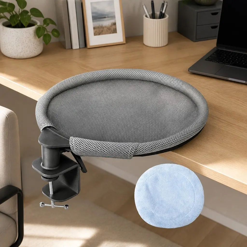 Cat Desk Hammock Grey 360 Rotating Hanging Bed Mounted Washable Breathable Cushion
