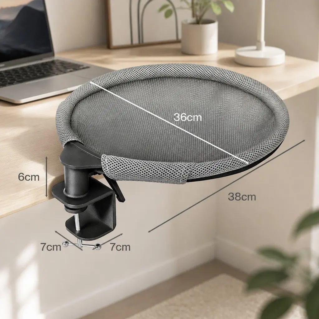 Cat Desk Hammock Grey 360 Rotating Hanging Bed Mounted Washable Breathable Cushion