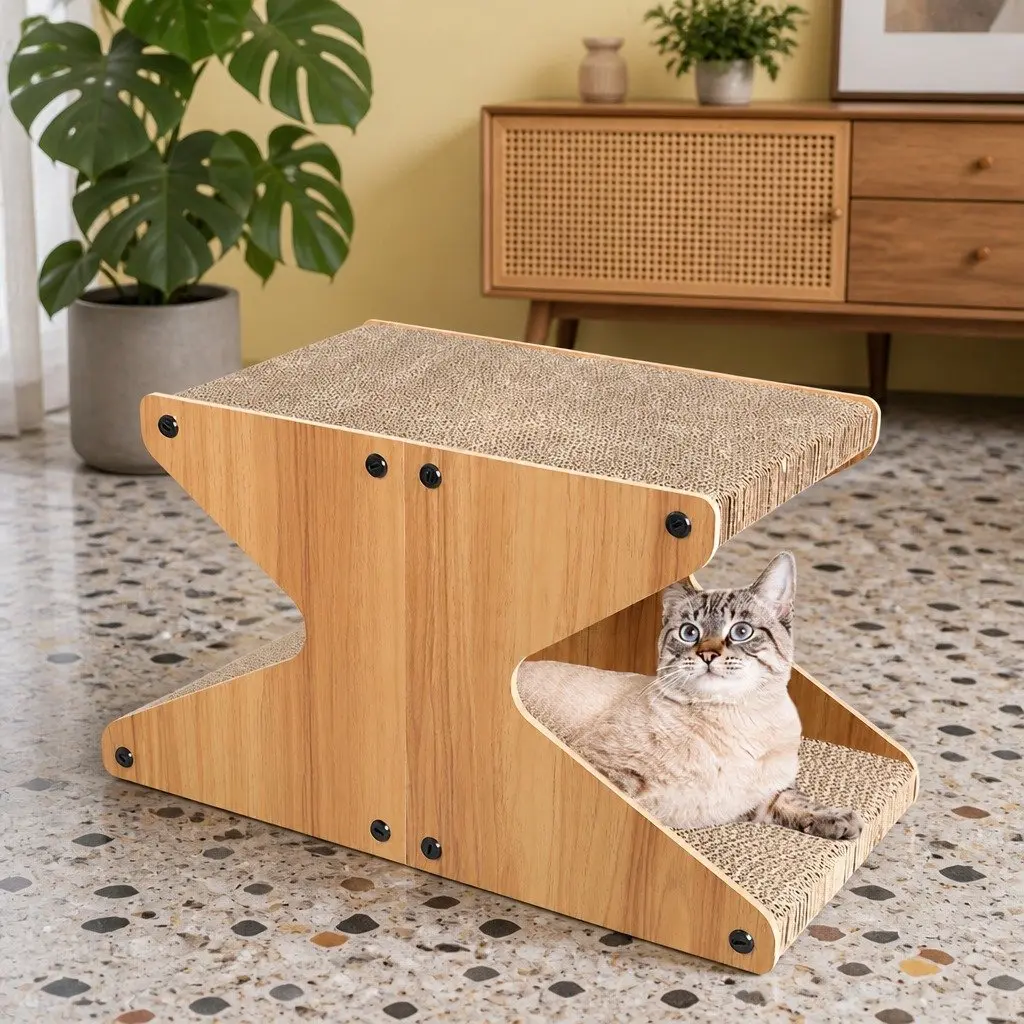 Cat Scratching Board Brown 50cm x 25cm Cardboard Claw Furniture Protector